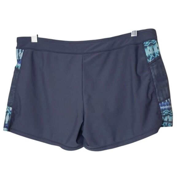 Free Country Womens Swim Shorts M Dark Gray Blue Side Pockets Lined - Picture 3 of 8